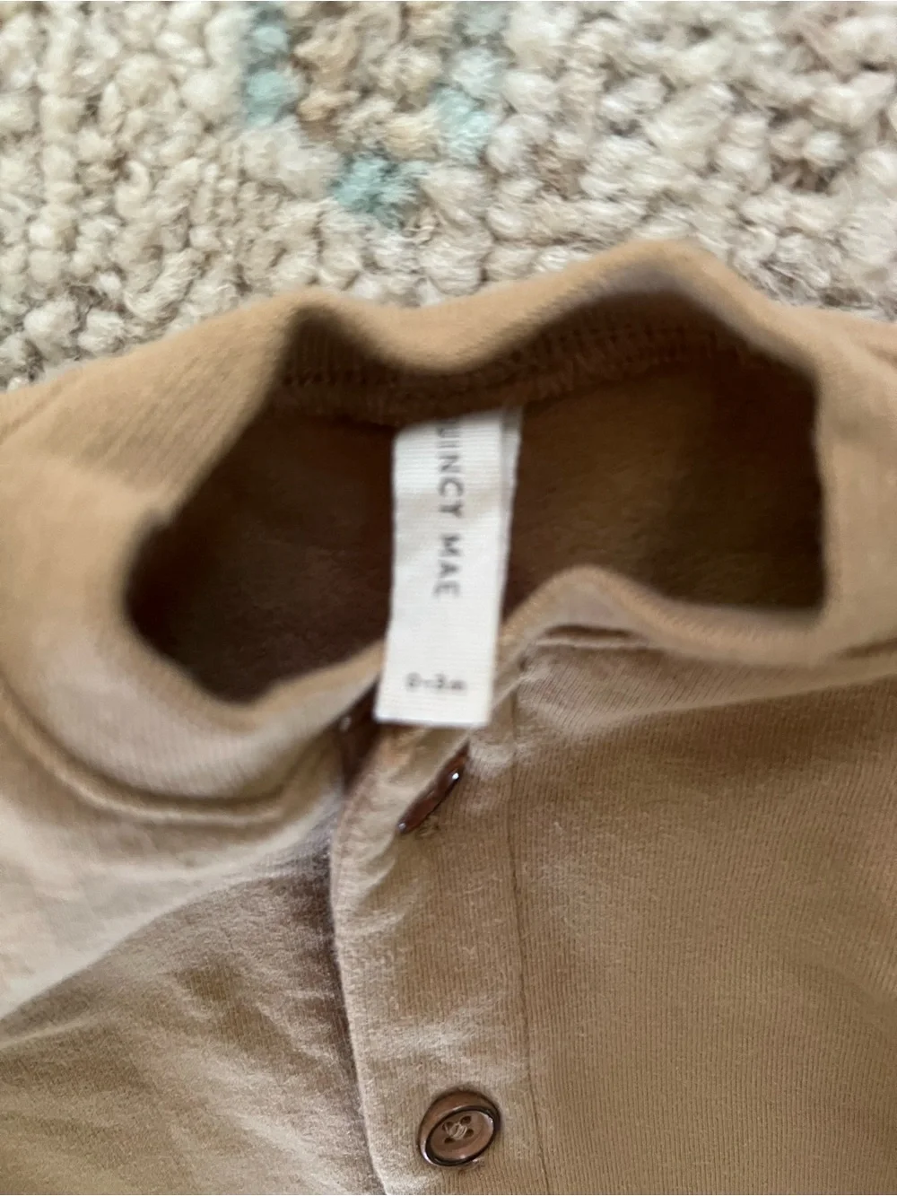 Quincy Mae Tan Button-Front Footie